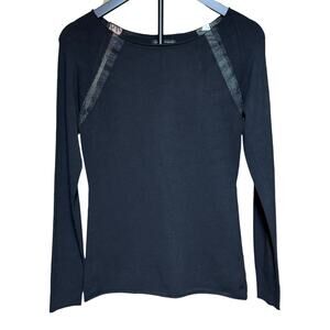 Sarah Pacini Wide Neck Long Sleeve Top Black One Size